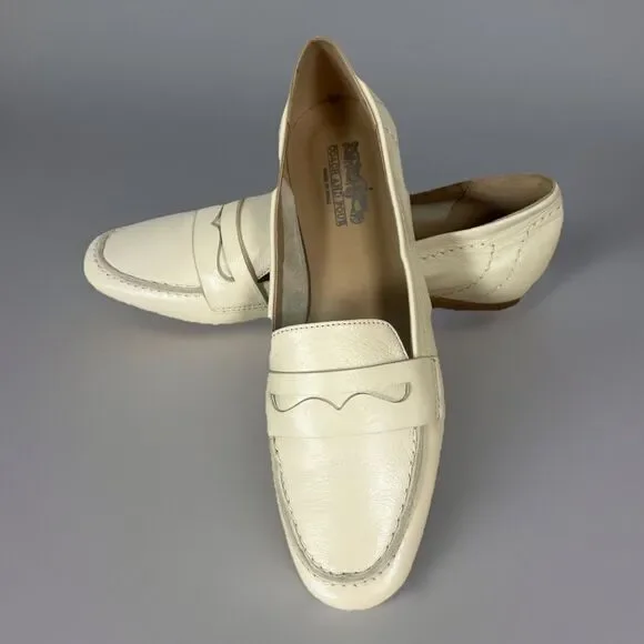 Coach And Four Dana Loafers Cream Leather Upper Slip-On Style Size 8 Italian - Picture 2 of 10